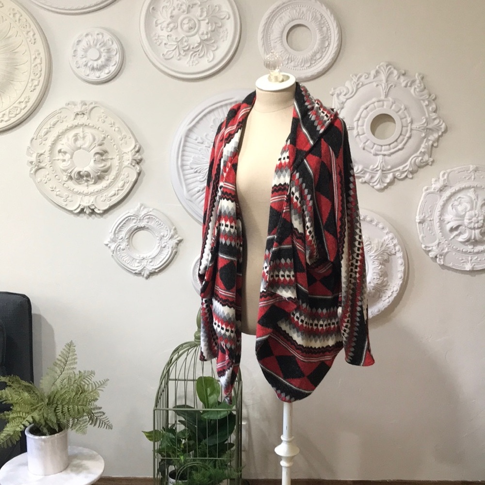 Soft Geometric print hooded cardigan